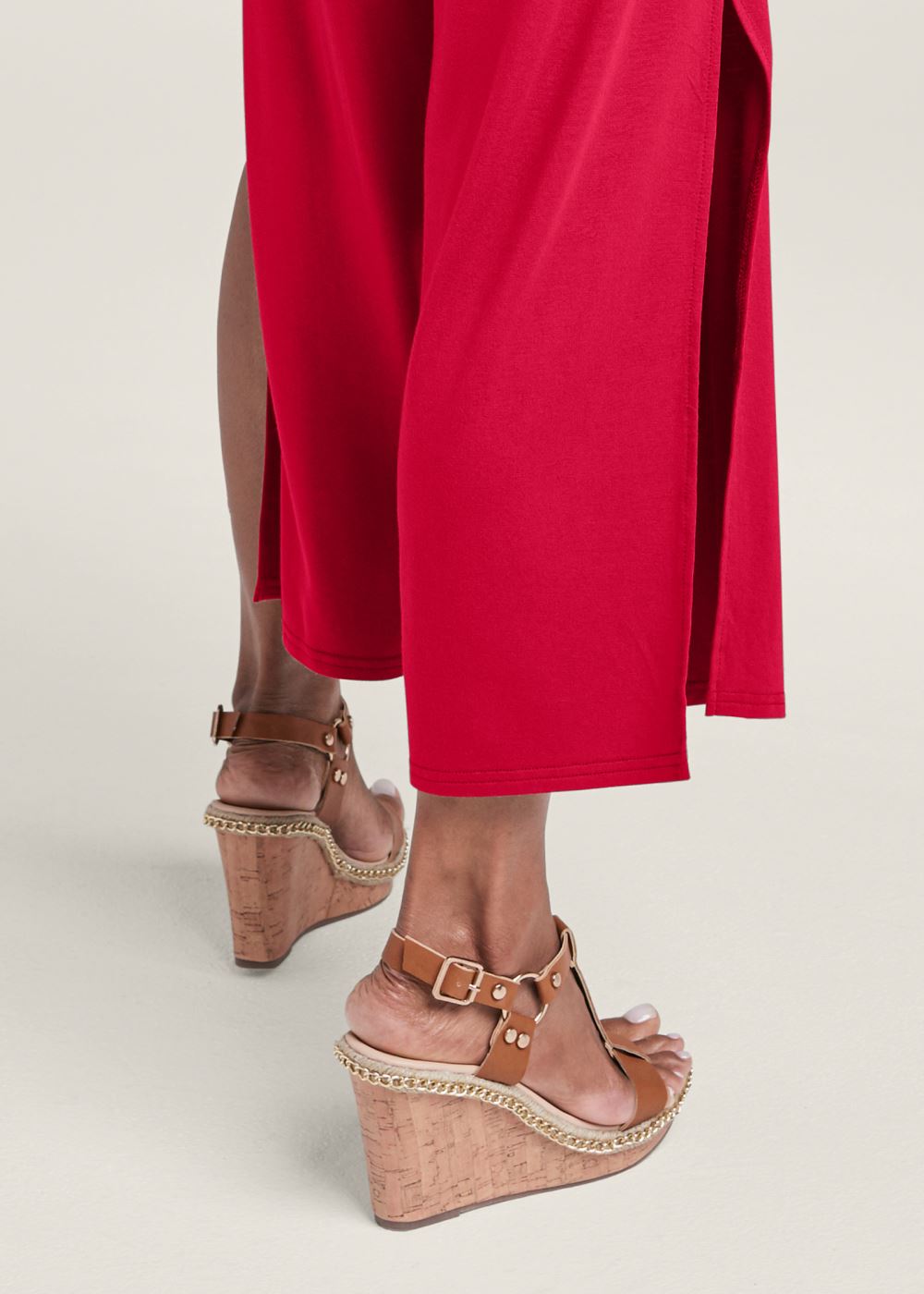 Venus Smocked Tie-Front Jumpsuit in Red