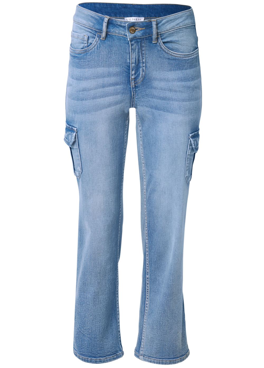 Venus Light Wash CROPPED CARGO JEANS