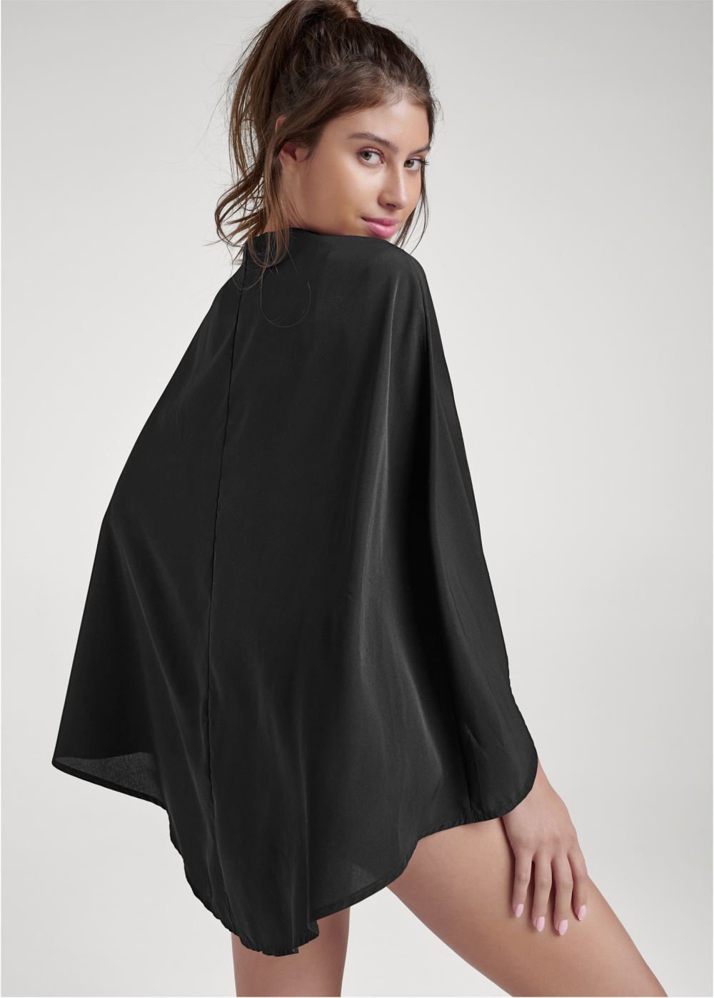 Venus V-Neck Cape Bodysuit in Black