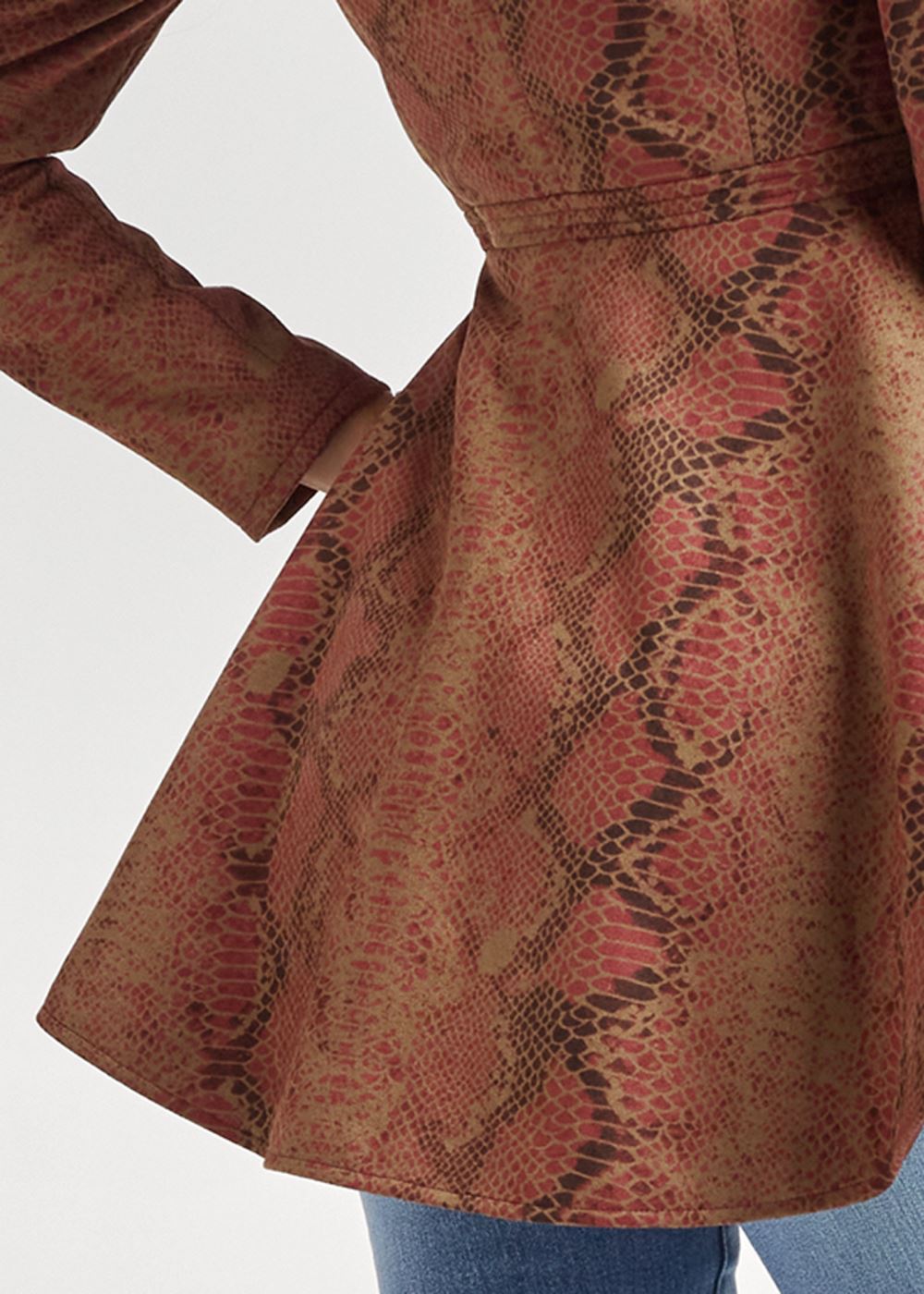 Venus Faux-Suede High-Low Jacket in Tan Multi