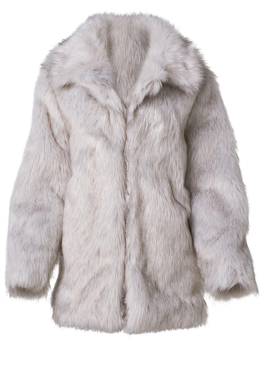 Venus Mid-Length Faux-Fur Coat in Grey