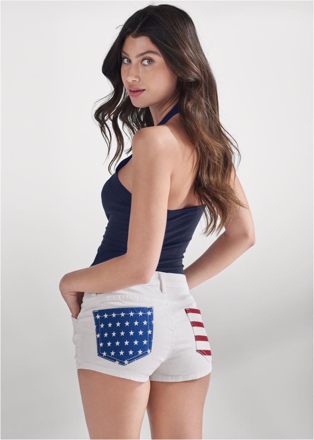 Venus White Denim AMERICANA SHORTS