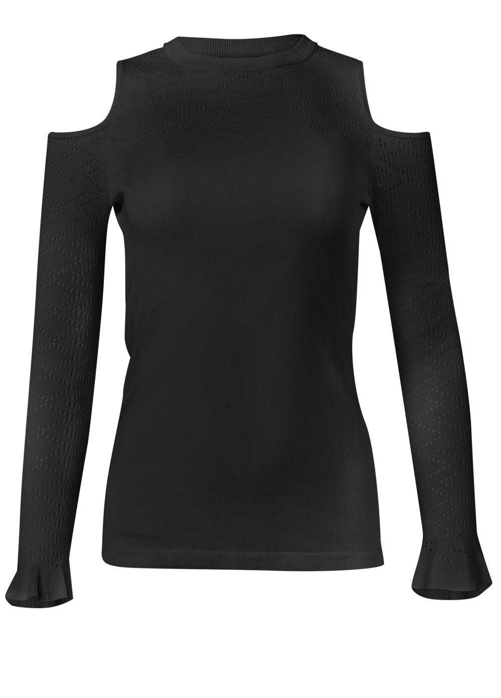 Venus VENUS | Pointelle Stitch Sweater in Black