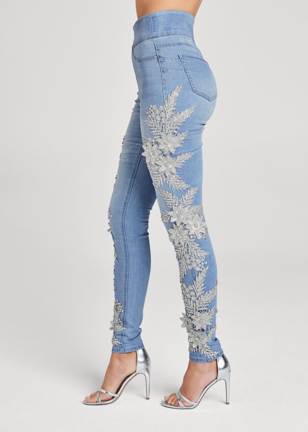 Venus Light Wash Floral Embellished Jeggings