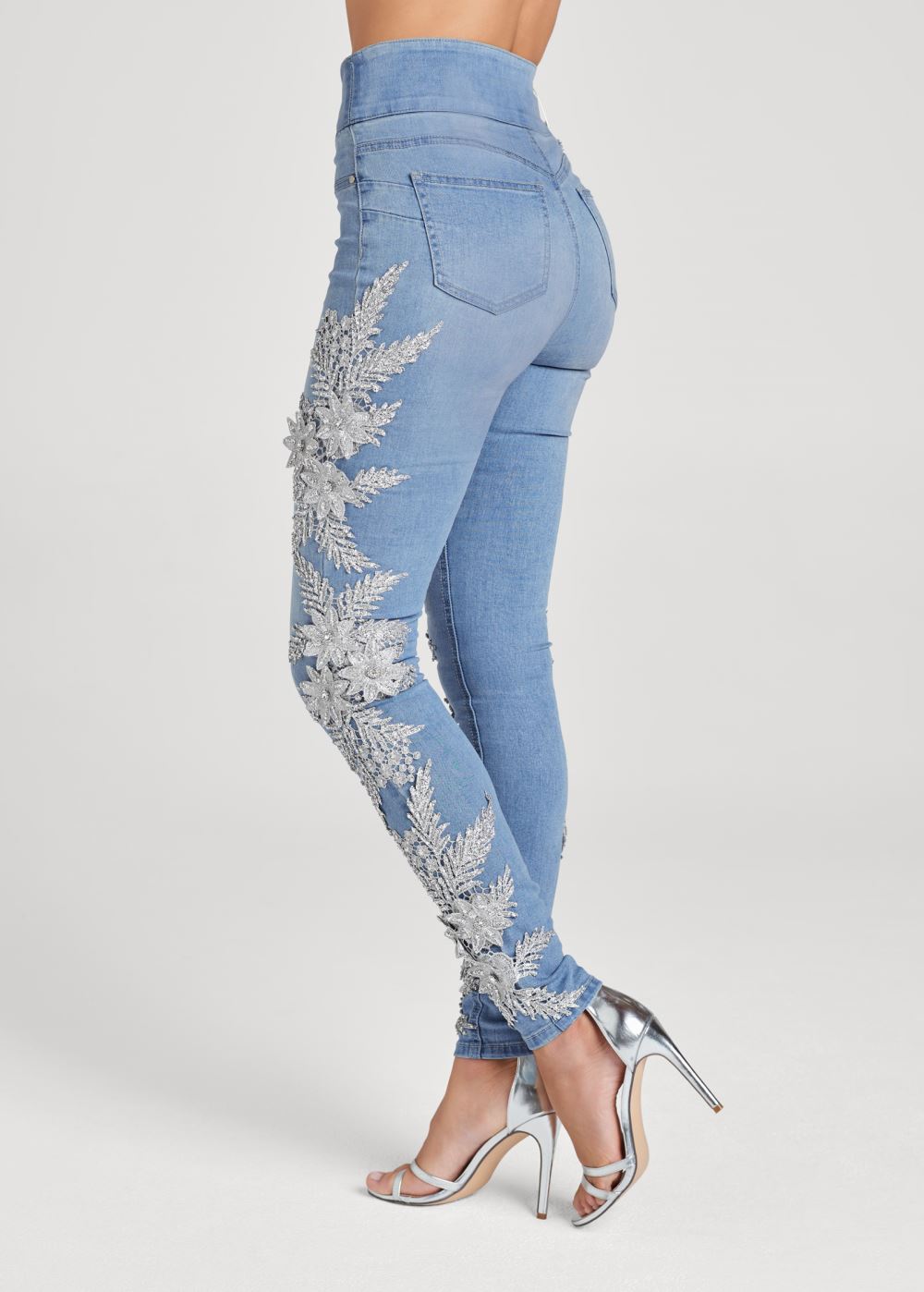 Venus Light Wash Floral Embellished Jeggings