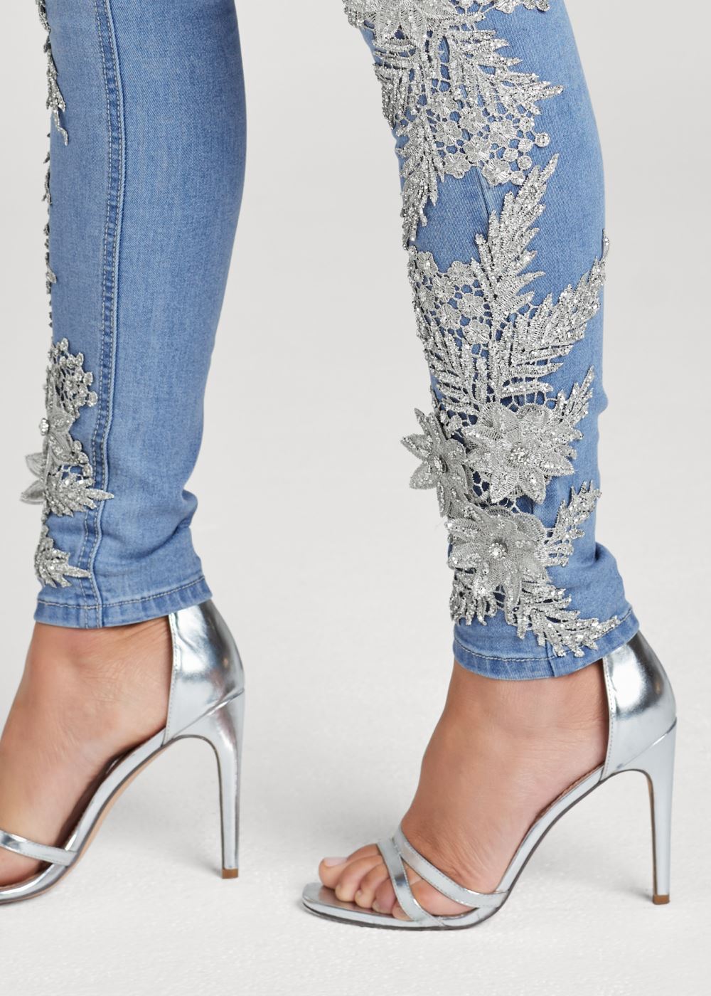 Venus Light Wash Floral Embellished Jeggings