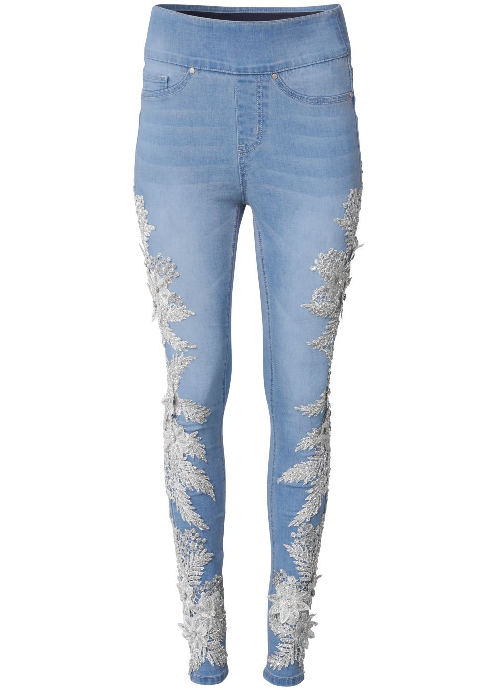 Venus Light Wash Floral Embellished Jeggings