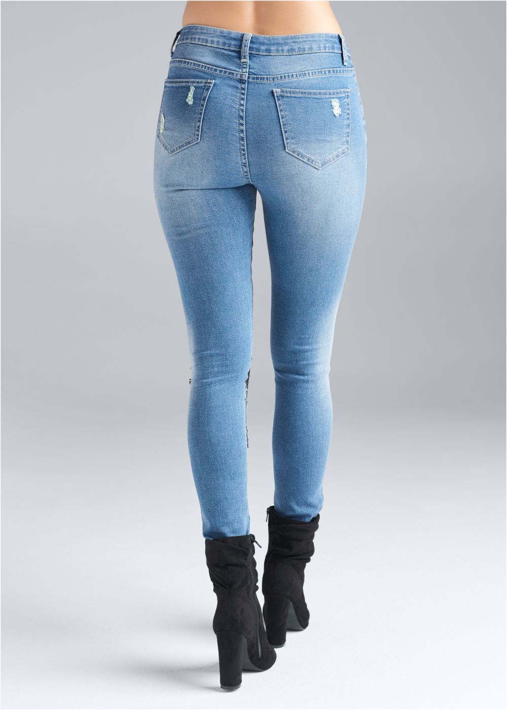 Venus Medium Wash FLORAL APPLIQUE SKINNY JEANS