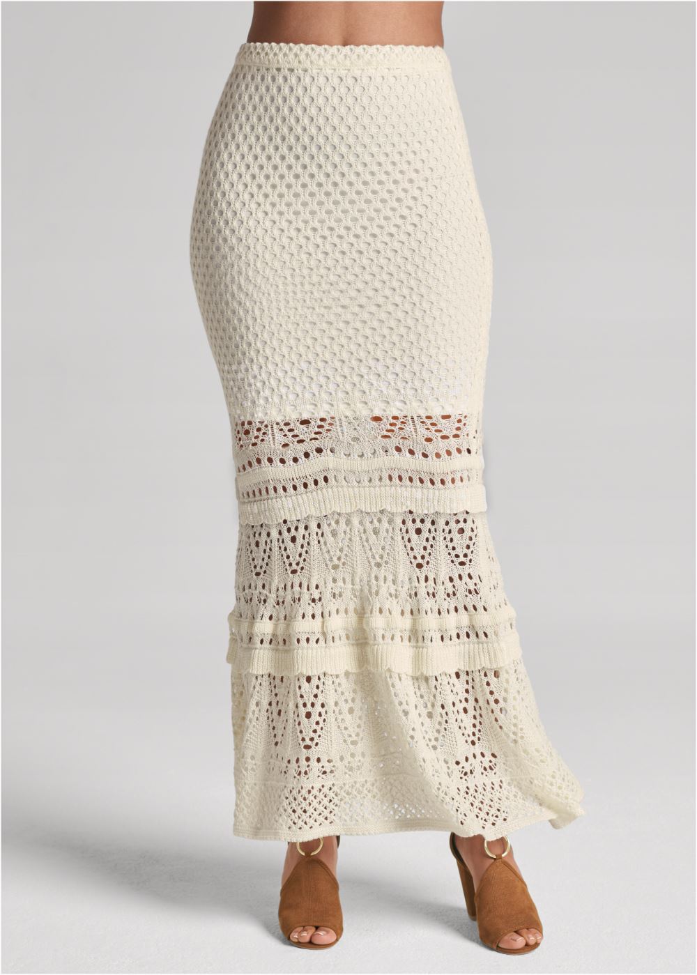 Venus Crochet Maxi Skirt - White
