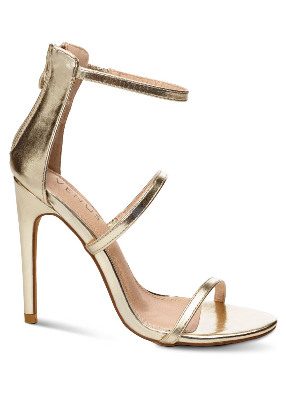 Venus High Heel Strappy Sandals in Gold