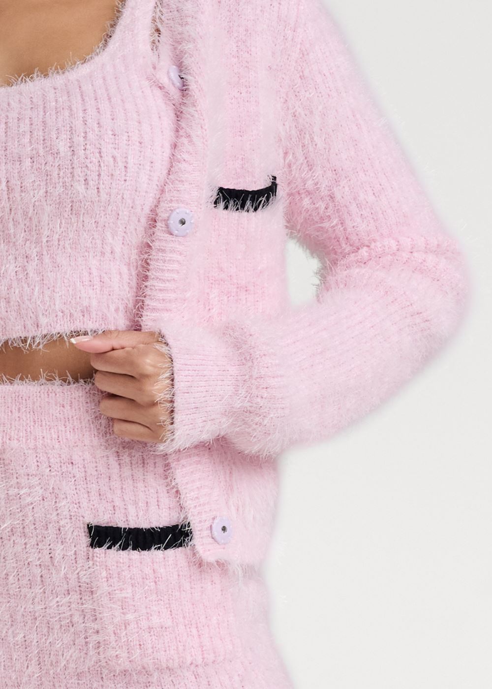 Venus Feathery Knit Skirt Set - Pale Pink