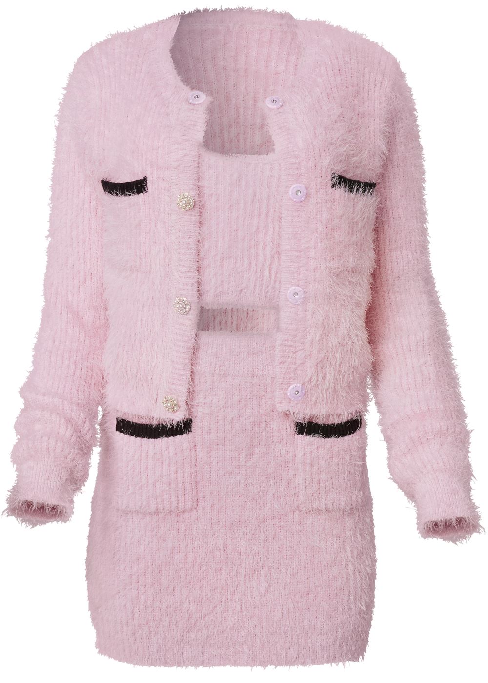 Venus Feathery Knit Skirt Set - Pale Pink