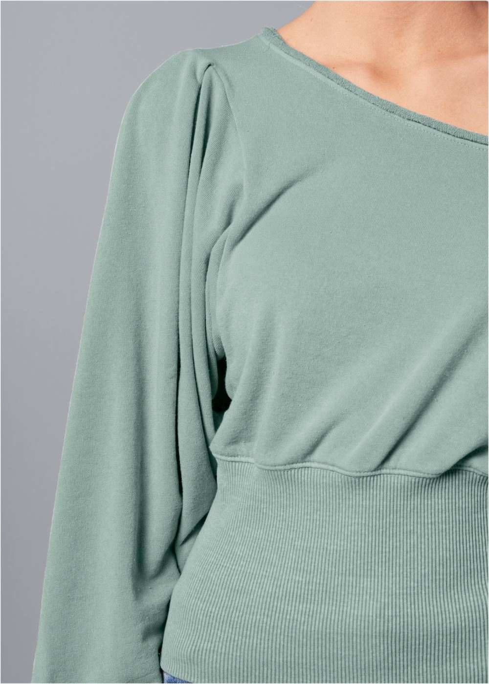 Venus Off-Shoulder Sweatshirt in Blue Surf