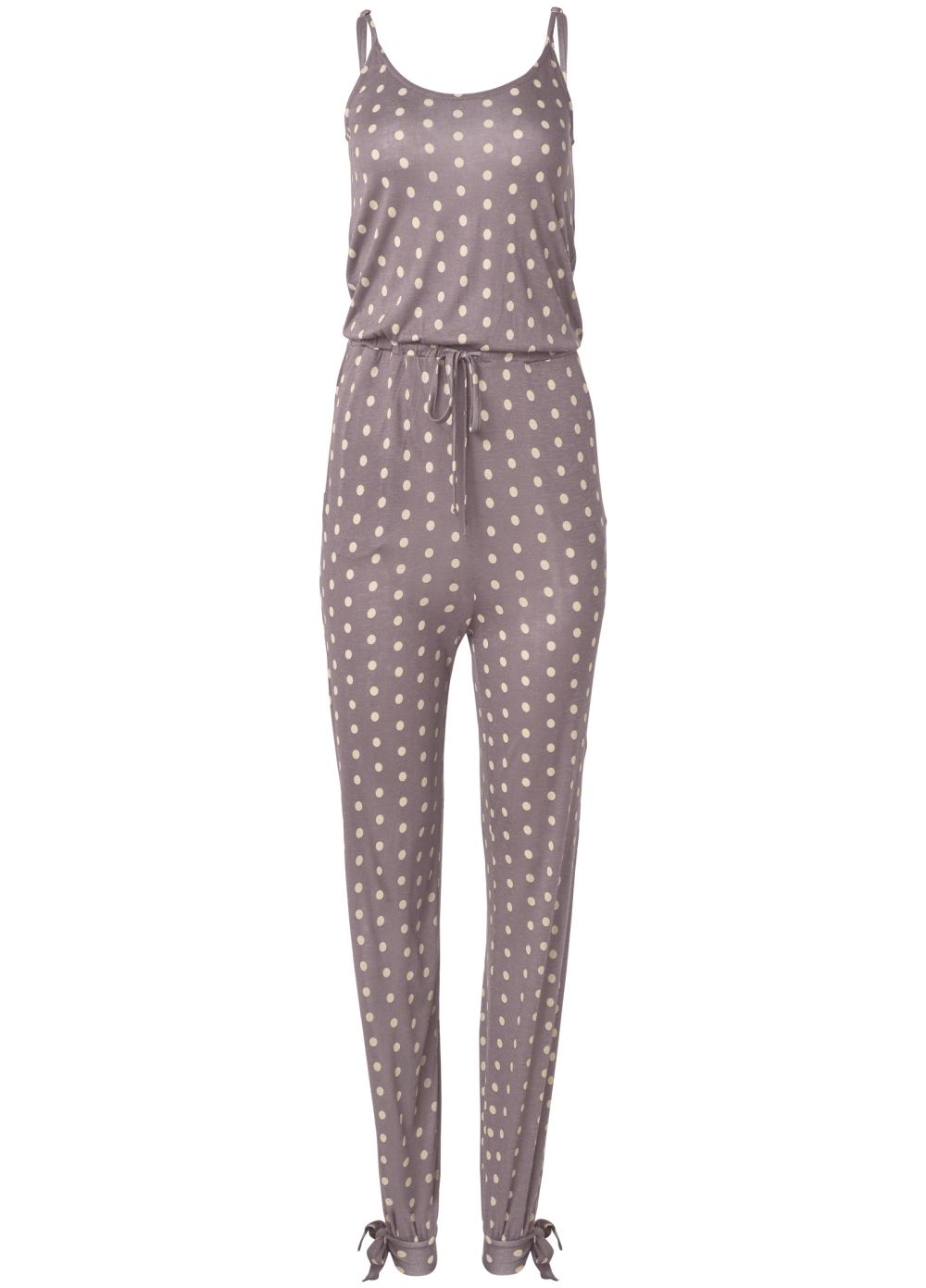 Venus Polka Dot Jumpsuit in Taupe