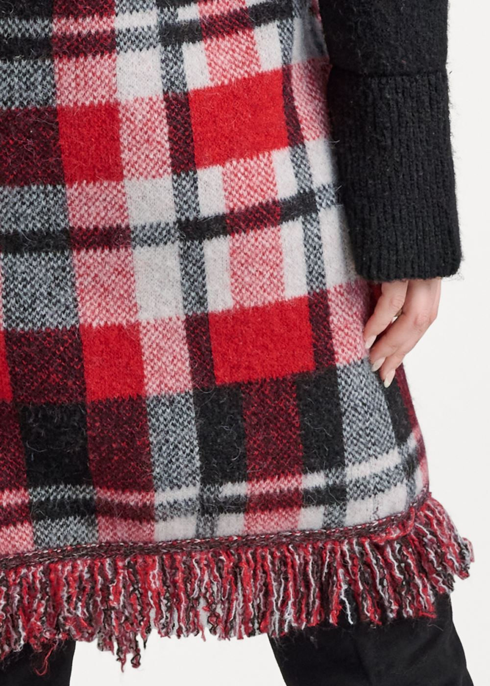 Venus VENUS | Plaid Fringe Duster in Black Multi