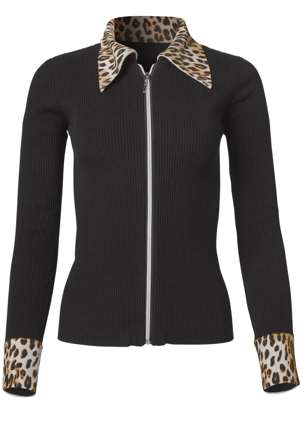 Venus VENUS | Zipper Front Cardigan in Black Multi