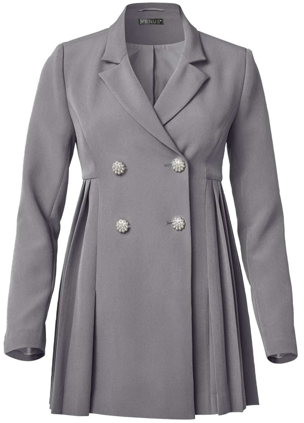 Venus Double Breasted Peplum Blazer in Grey