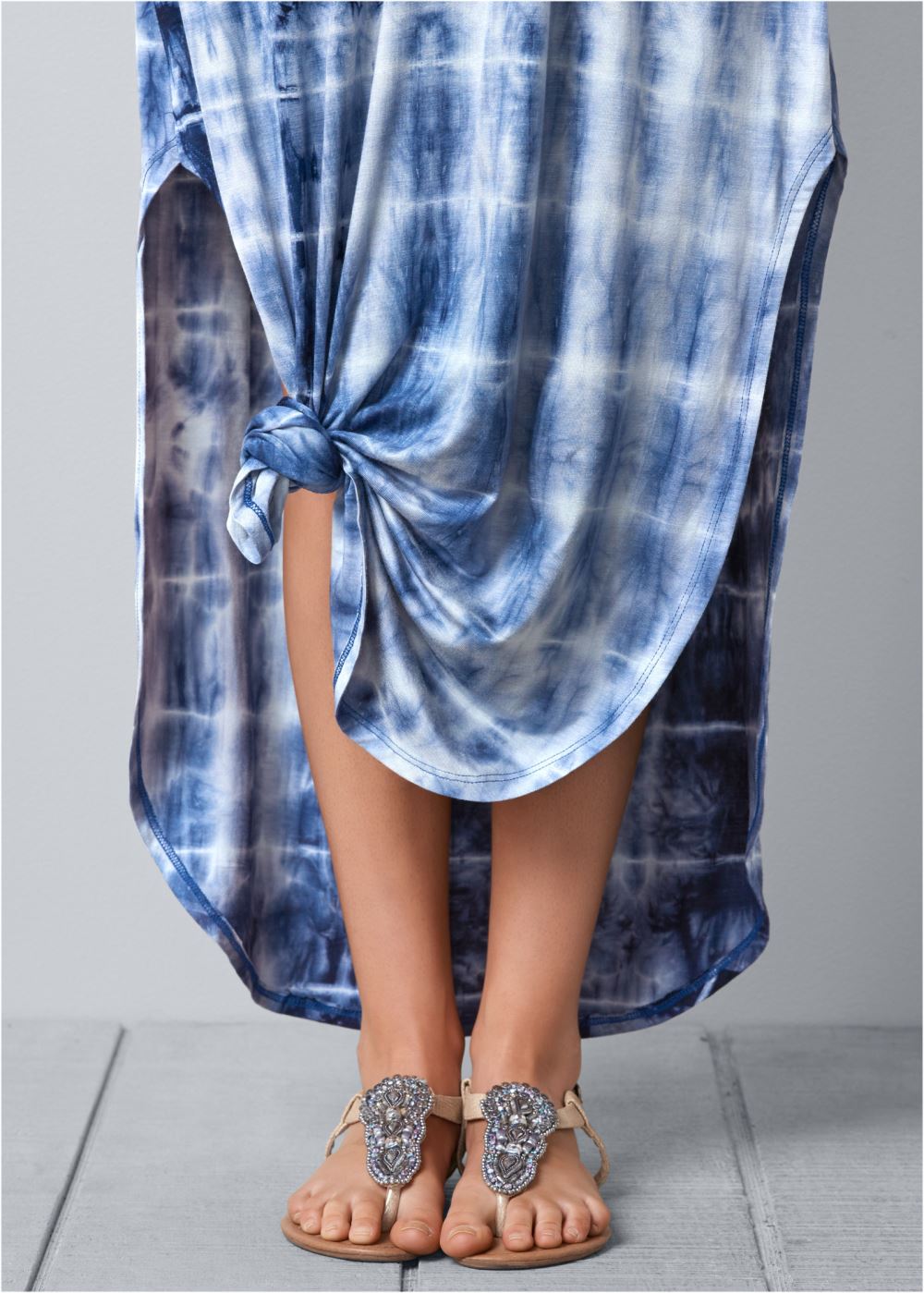 Venus Casual T-Shirt Maxi Dress - Navy Multi
