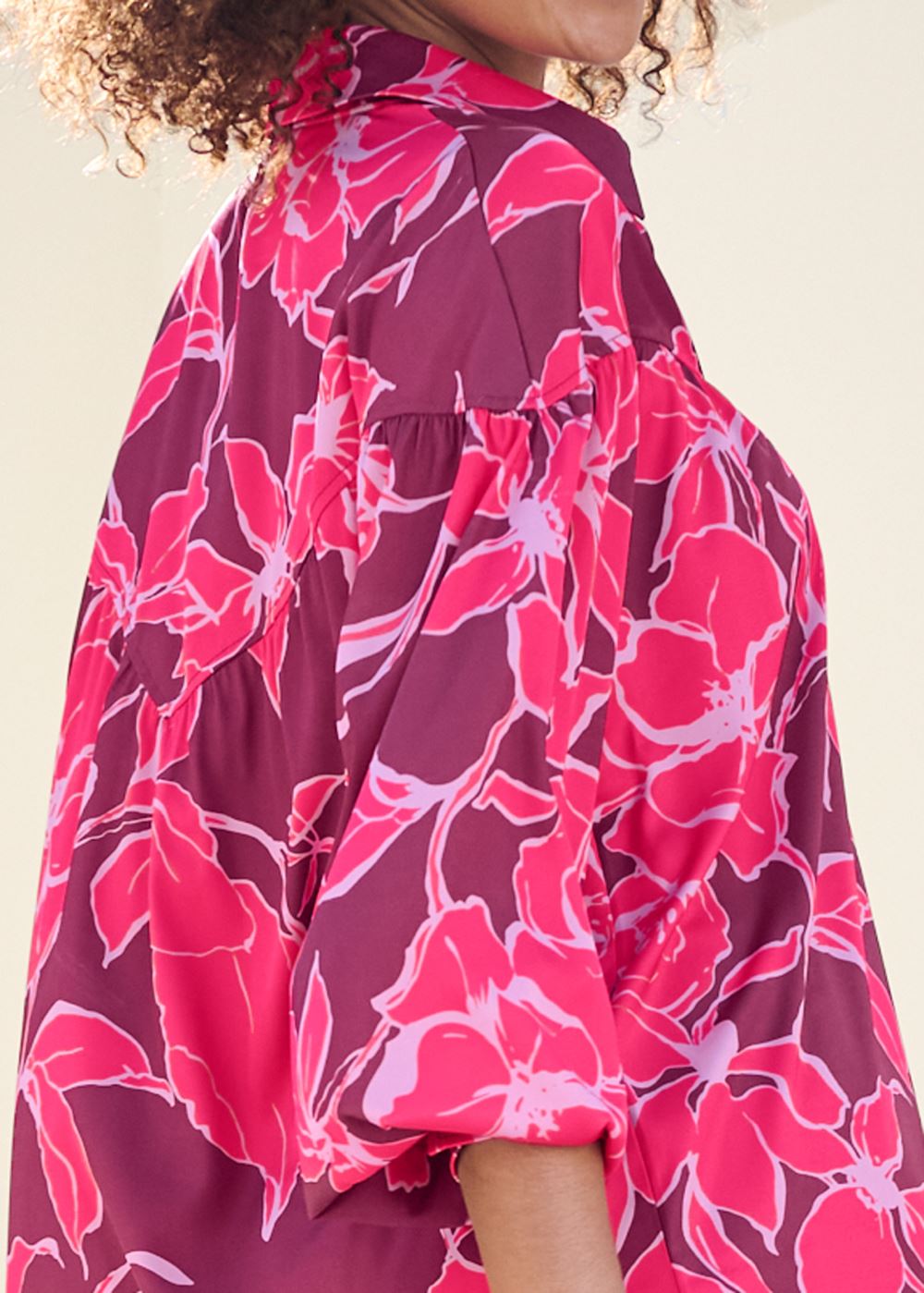 Venus Smocked Front Blouse in Pink Multi