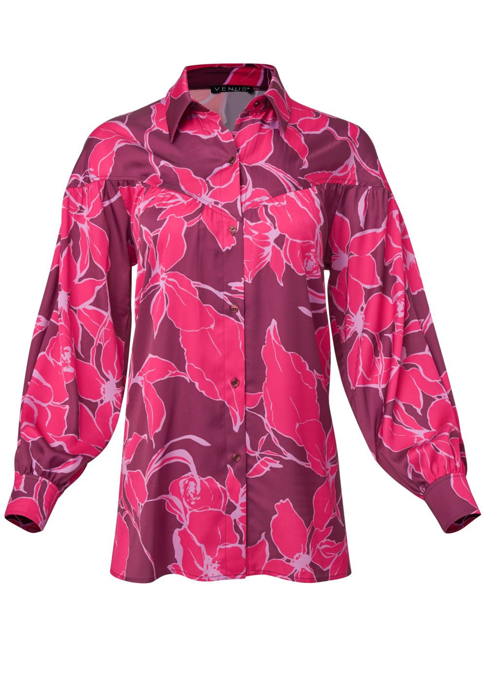 Venus Smocked Front Blouse in Pink Multi
