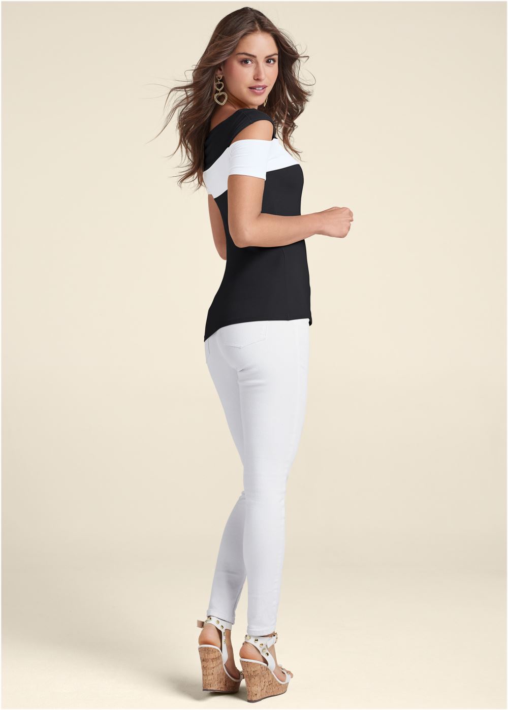 Venus Color Block Top in Black & White