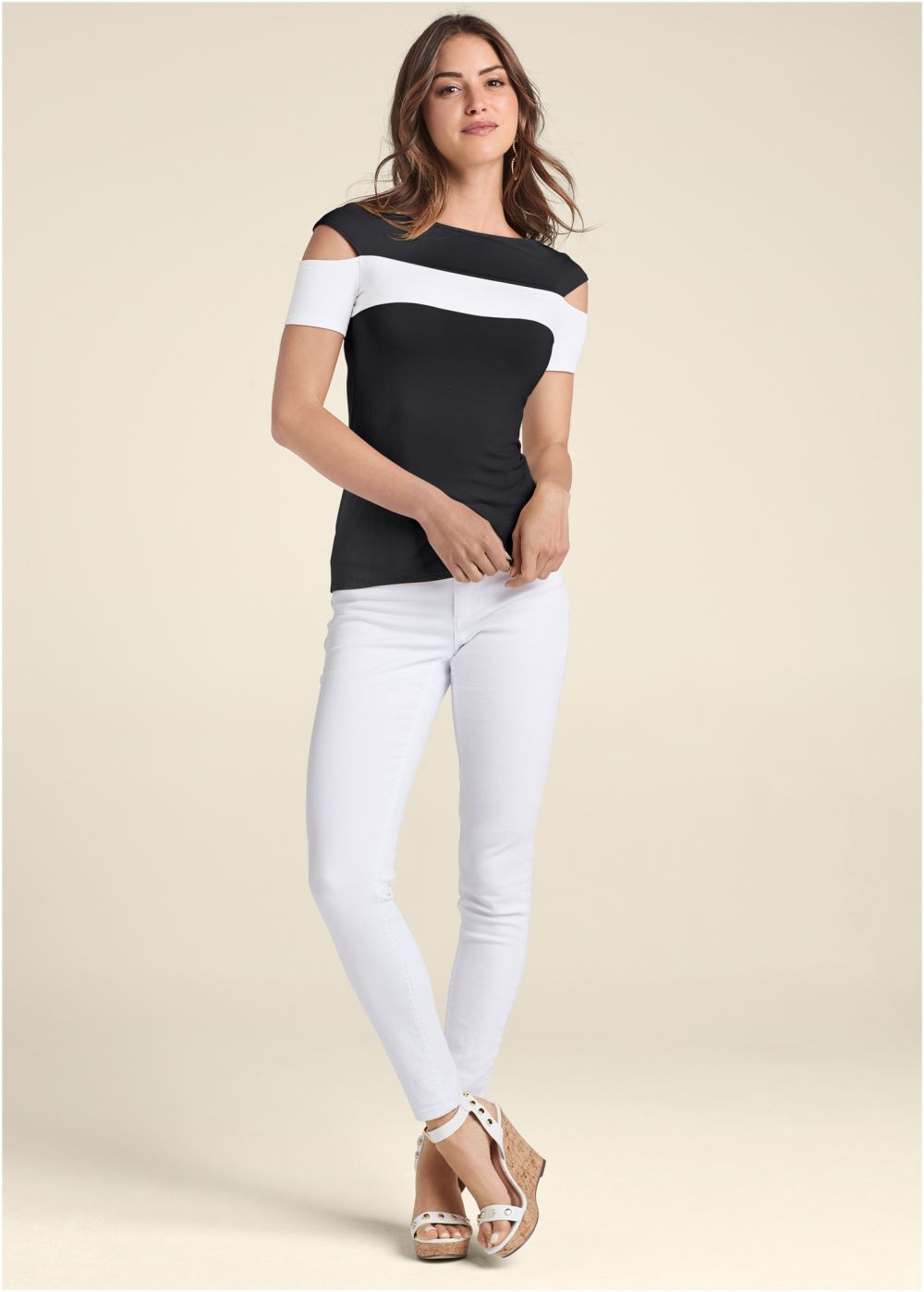Venus Color Block Top in Black & White