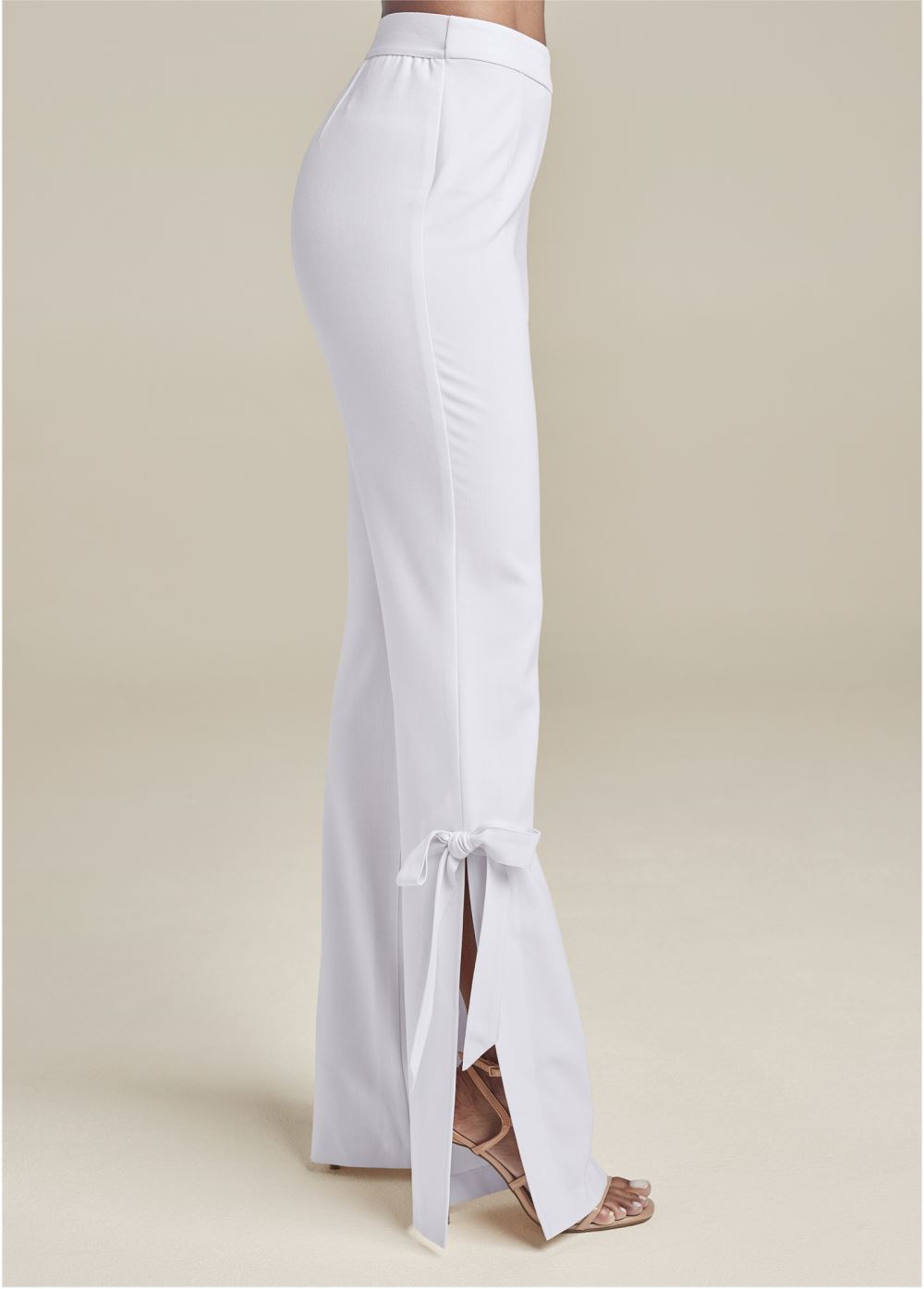 Venus White TIE BOW HEM PANTS