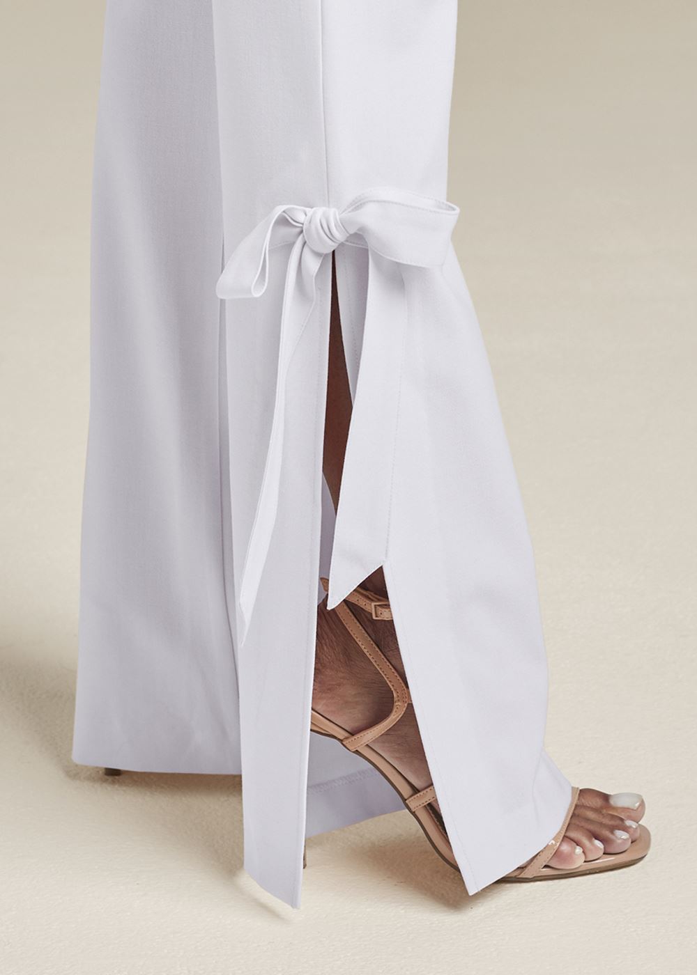 Venus White TIE BOW HEM PANTS