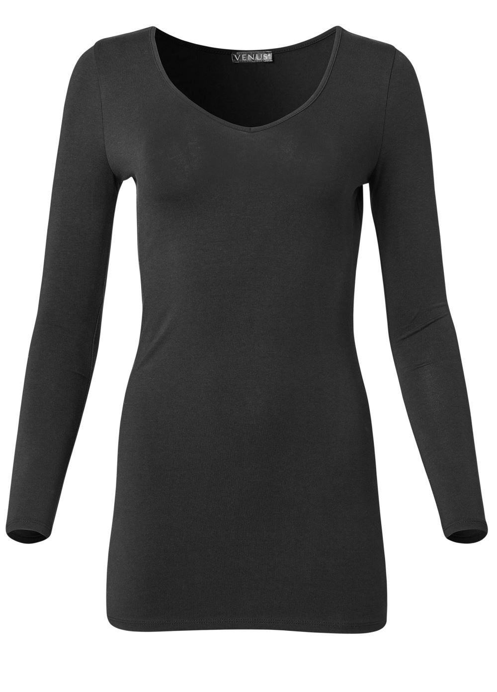 Venus Long Sleeve Long And Lean Tee in Black