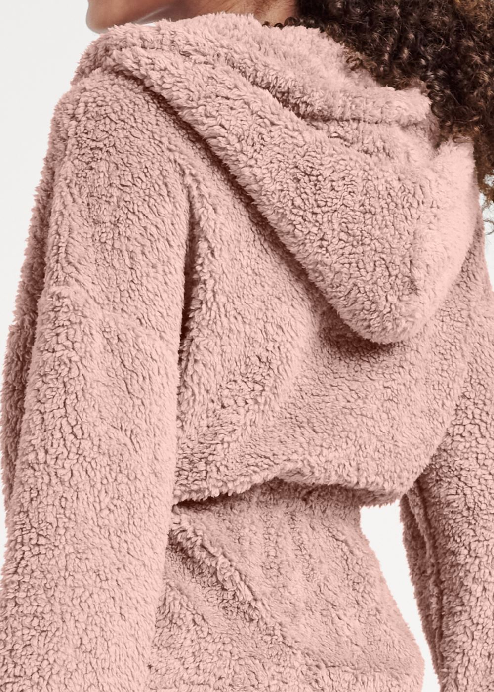 Venus Cozy Sherpa Neck-Zip Dress in Peach Blush