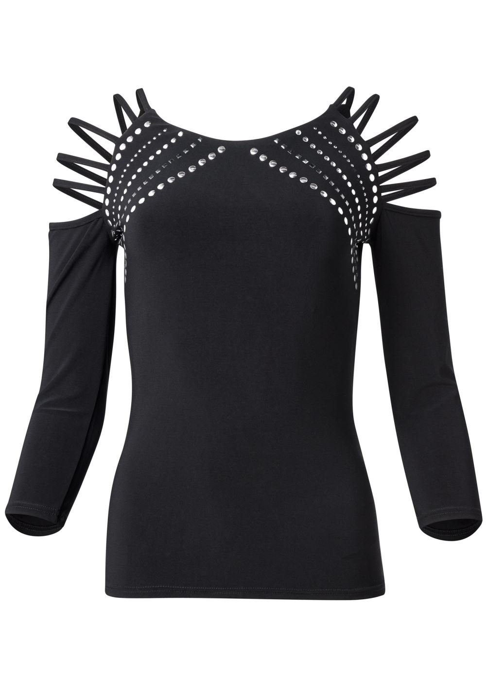 Venus Strappy Embellished Top in Black