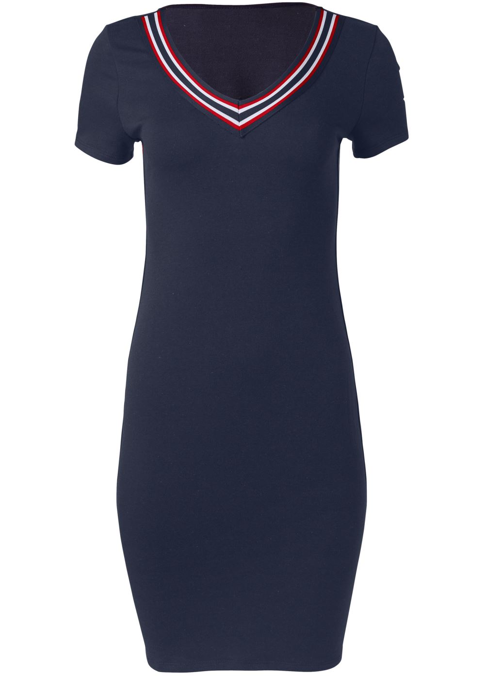 Venus Striped Trim Lounge Dress in Navy
