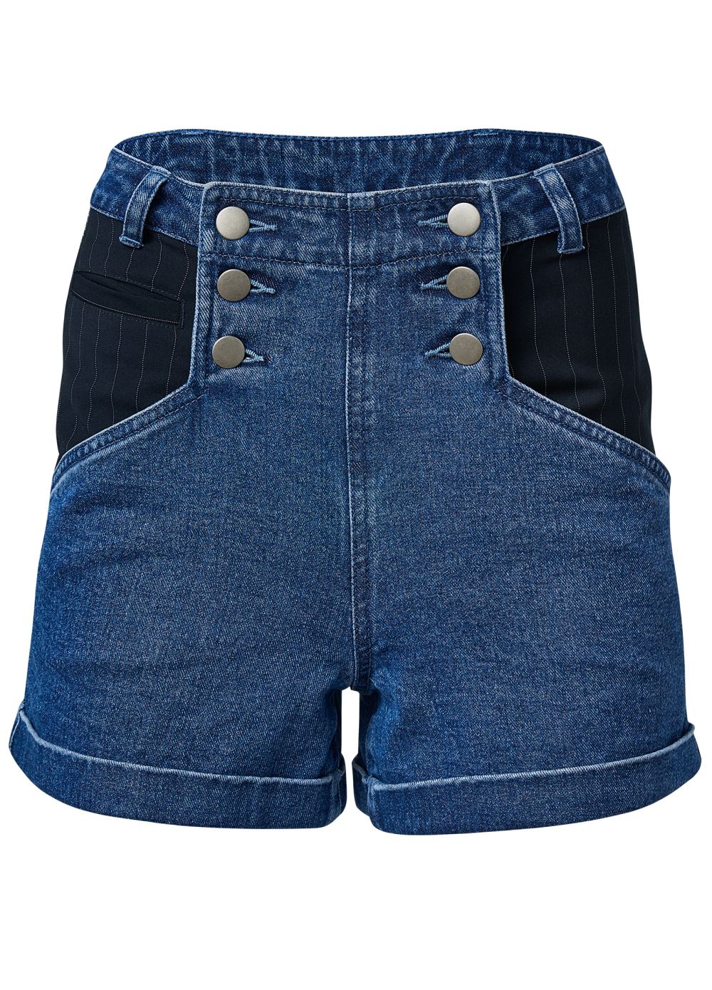 Venus Medium Wash SUITING DENIM MIXED SHORTS