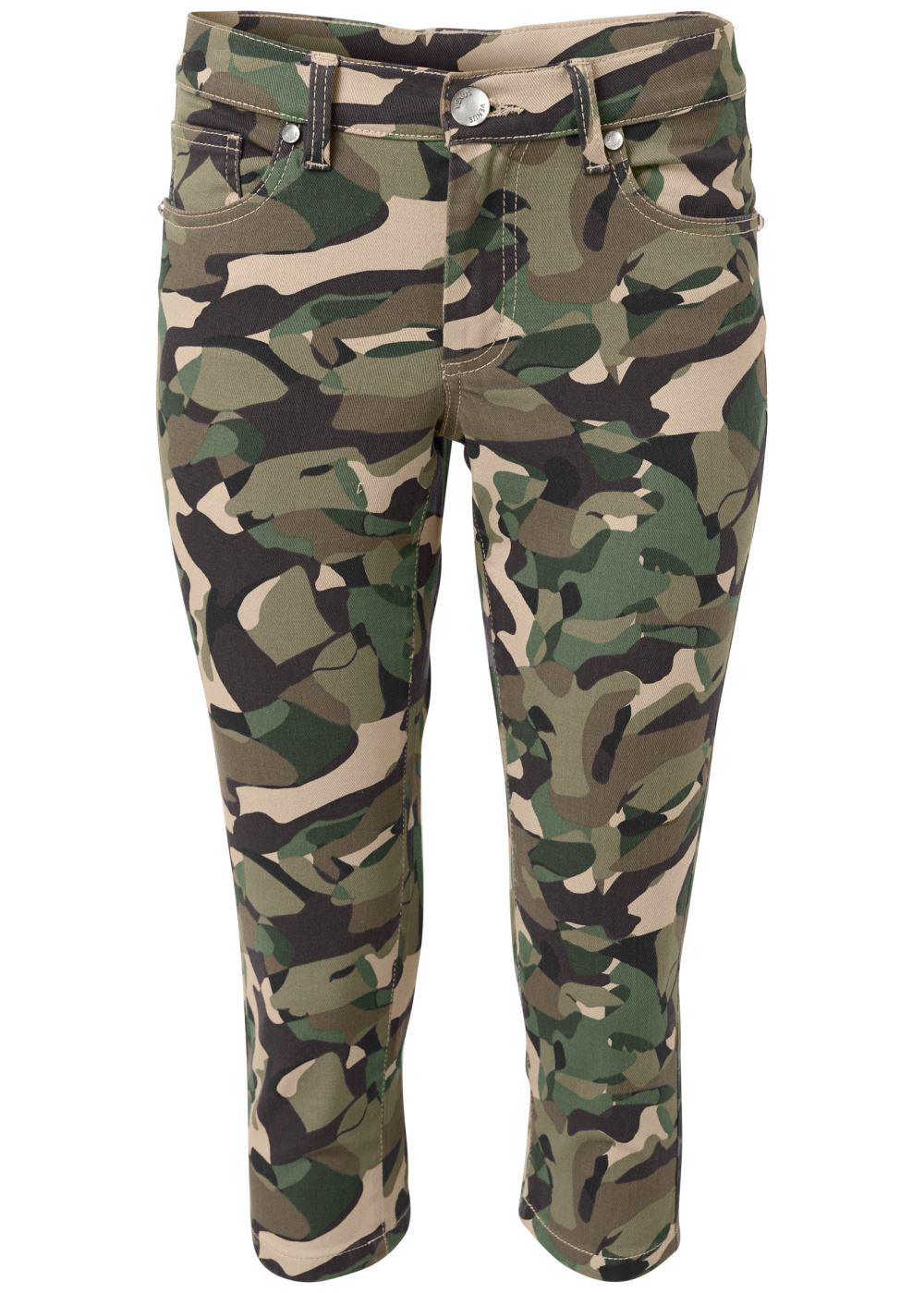 Venus Capri Jeans in Olive Multi
