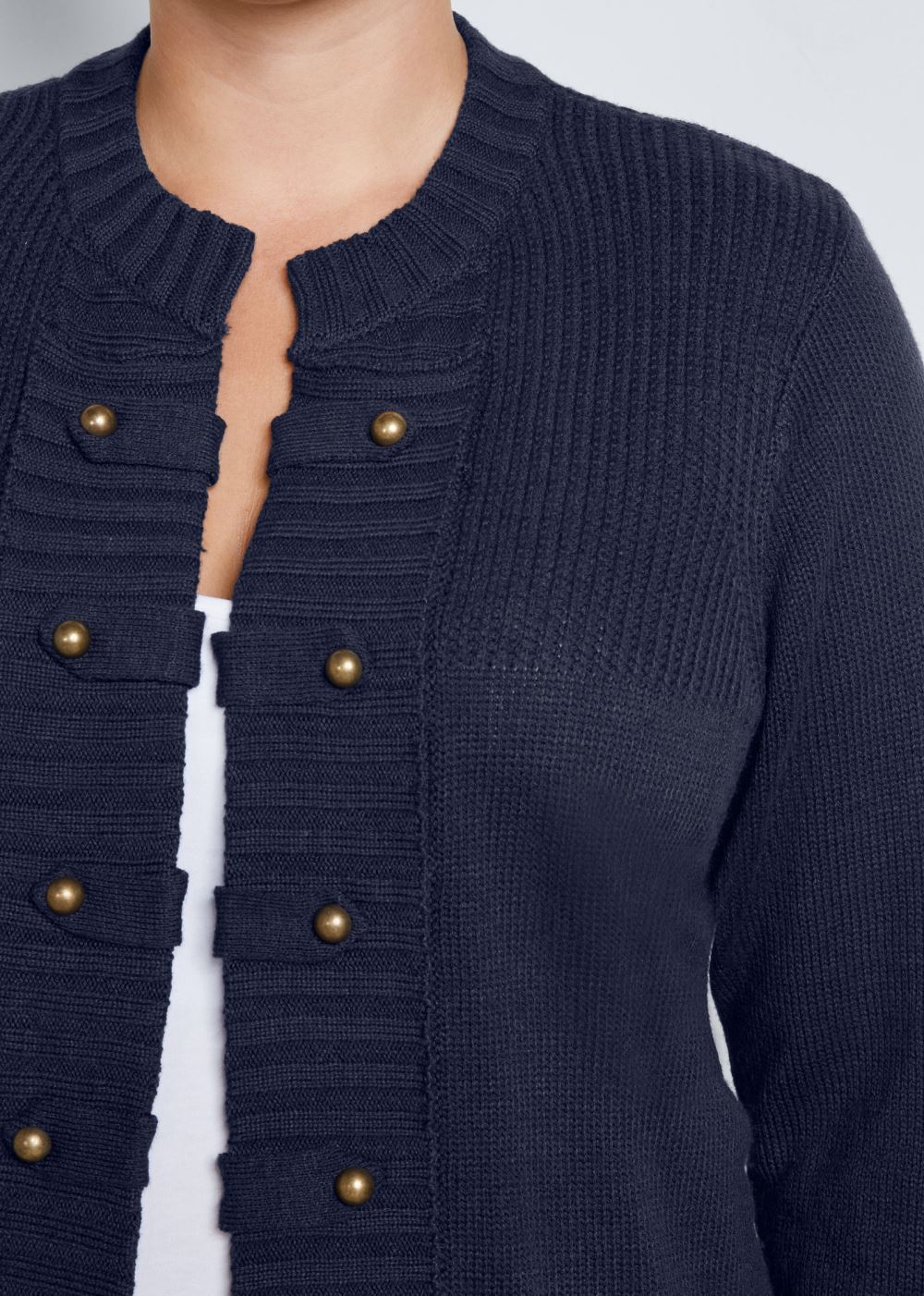 Venus VENUS | Tab Button Detail Cardigan in Navy