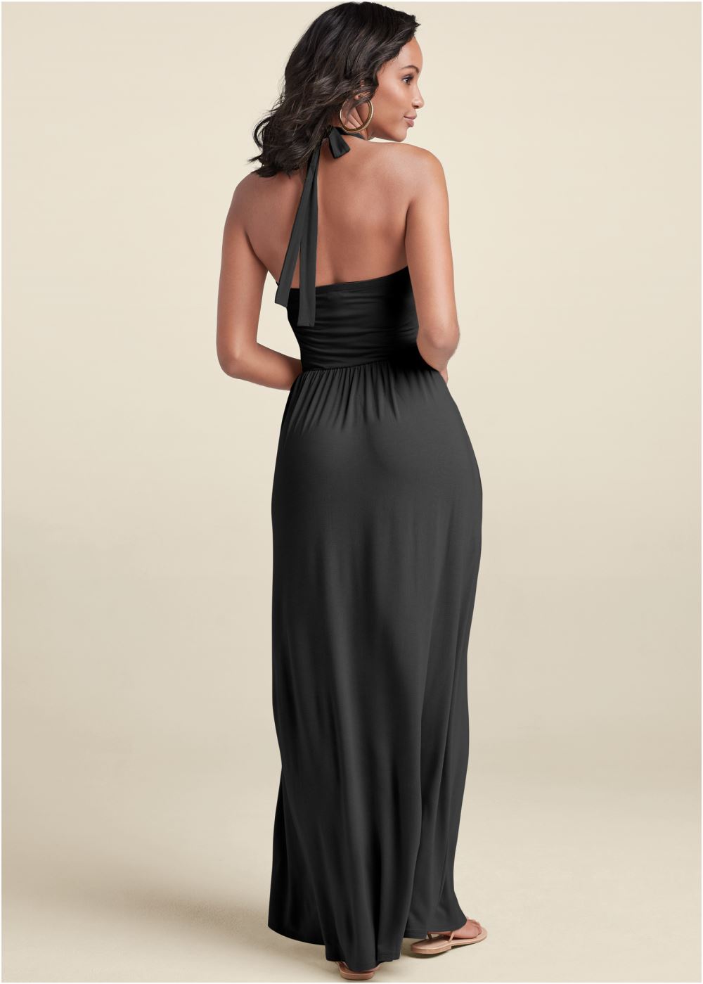 Venus High Neck Maxi Dress - Black