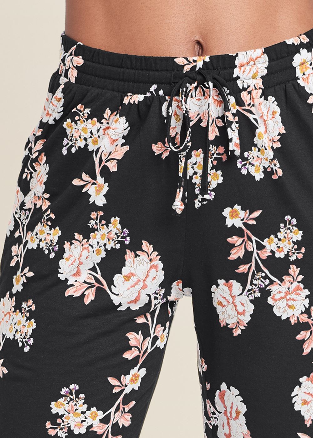 Venus Floral Printed Pants in Black
