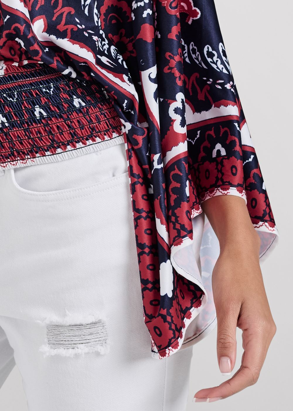 Venus Bandana Print Kimono Top in Red Multi