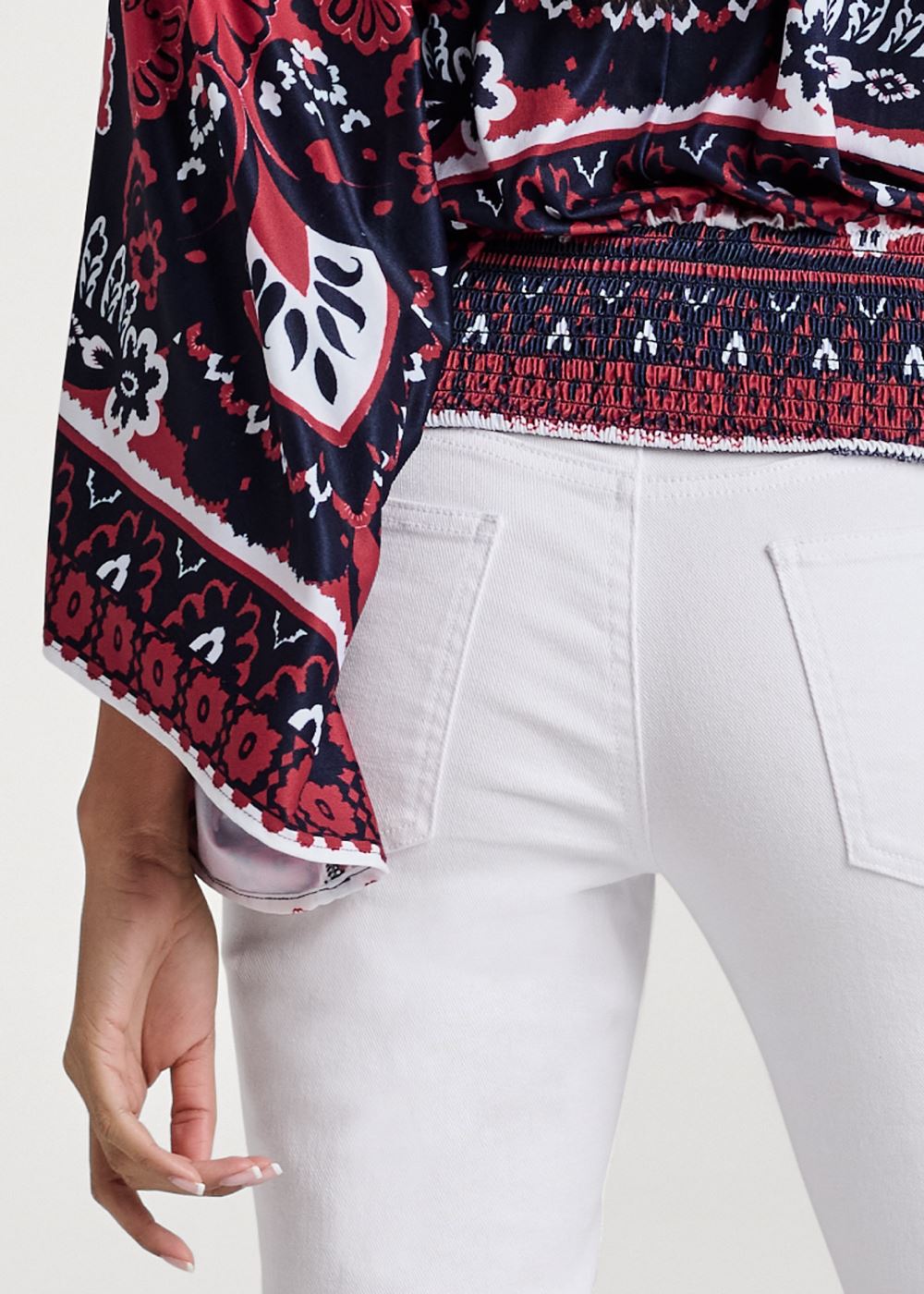 Venus Bandana Print Kimono Top in Red Multi