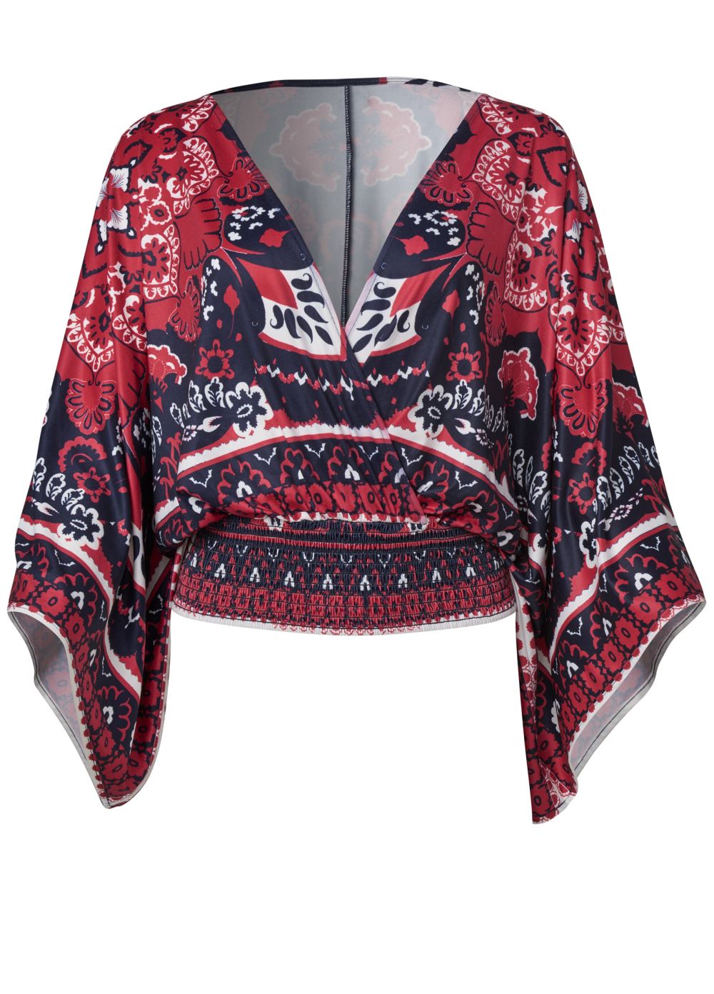 Venus Bandana Print Kimono Top in Red Multi
