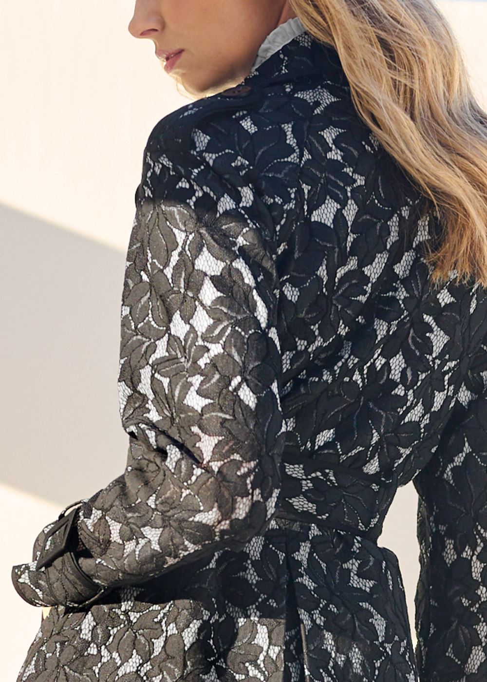 Venus Lace Trench Jacket in Black