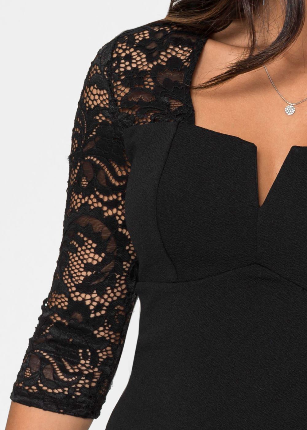 Venus Lace Sleeve Top in Black