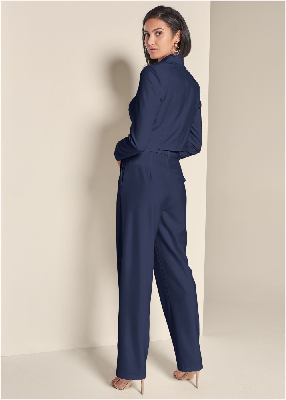 Venus Belted Suiting Set in Navy