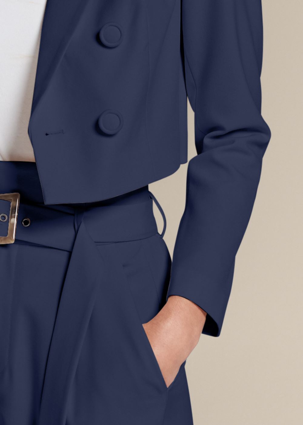 Venus Belted Suiting Set in Navy