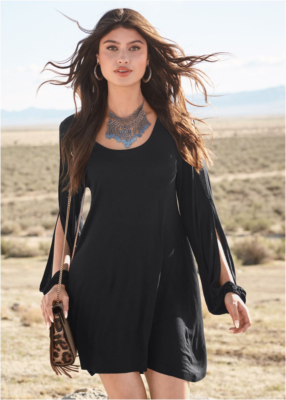 Venus Sleeve Detail Dress - Black