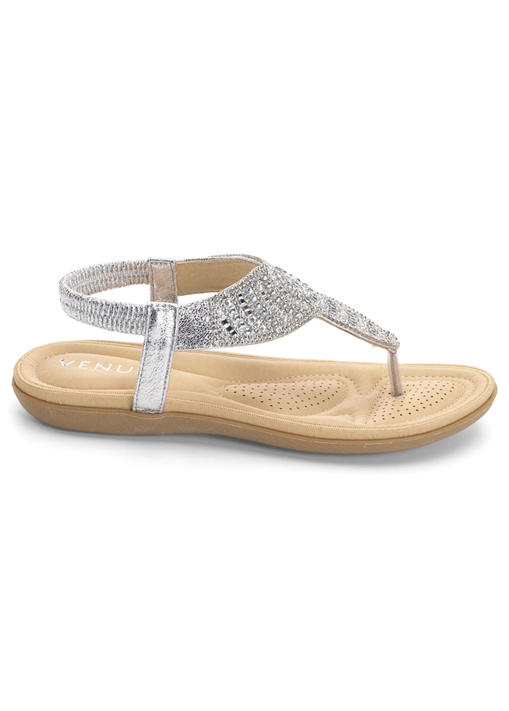 Venus Sparkle Thong Sandals in Silver