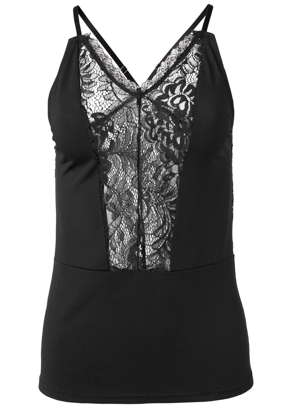 Venus Lace Detail Tank in Black