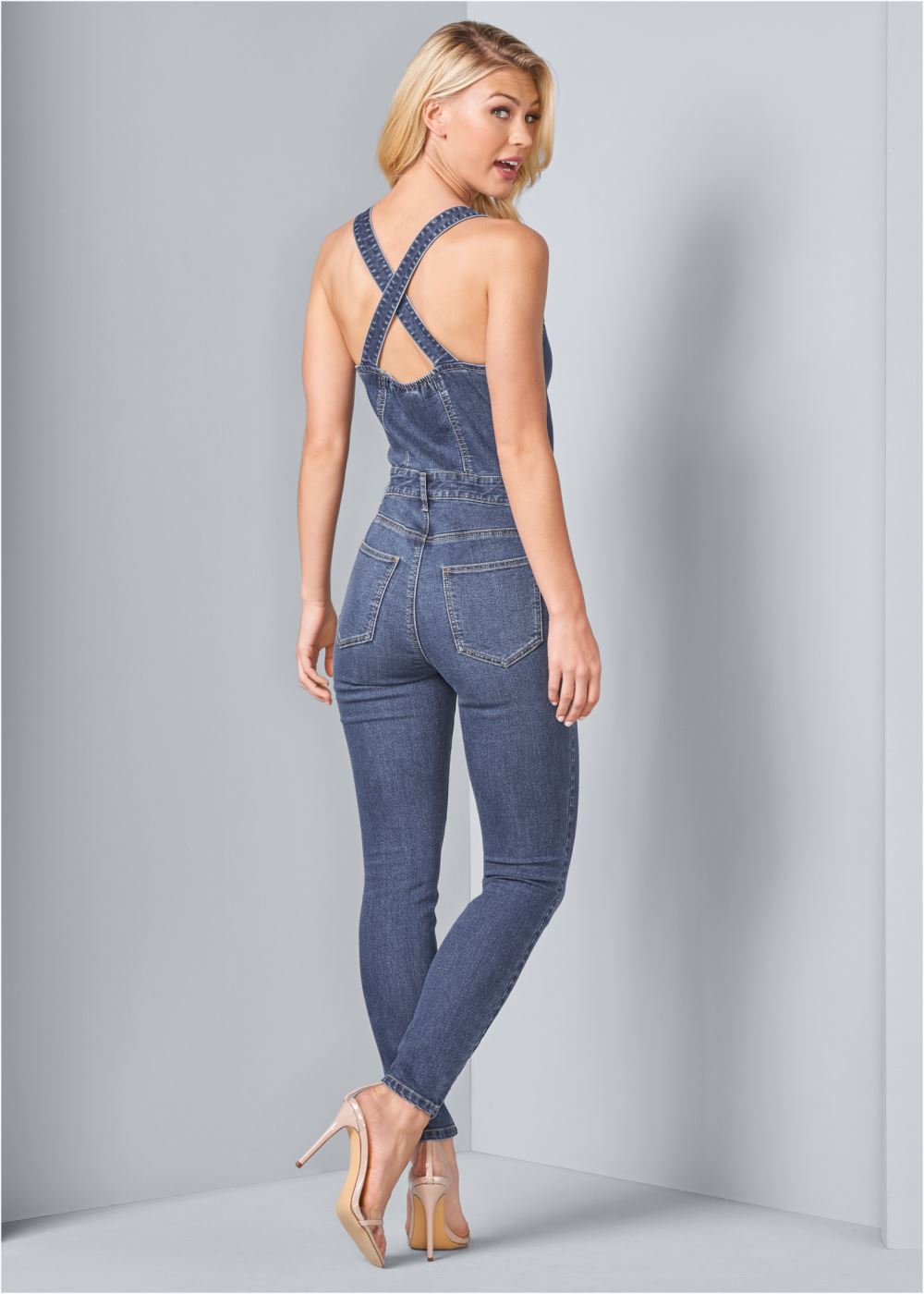 Venus Denim Overalls in Medium Wash