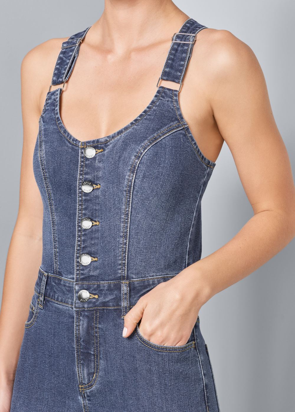 Venus Denim Overalls in Medium Wash