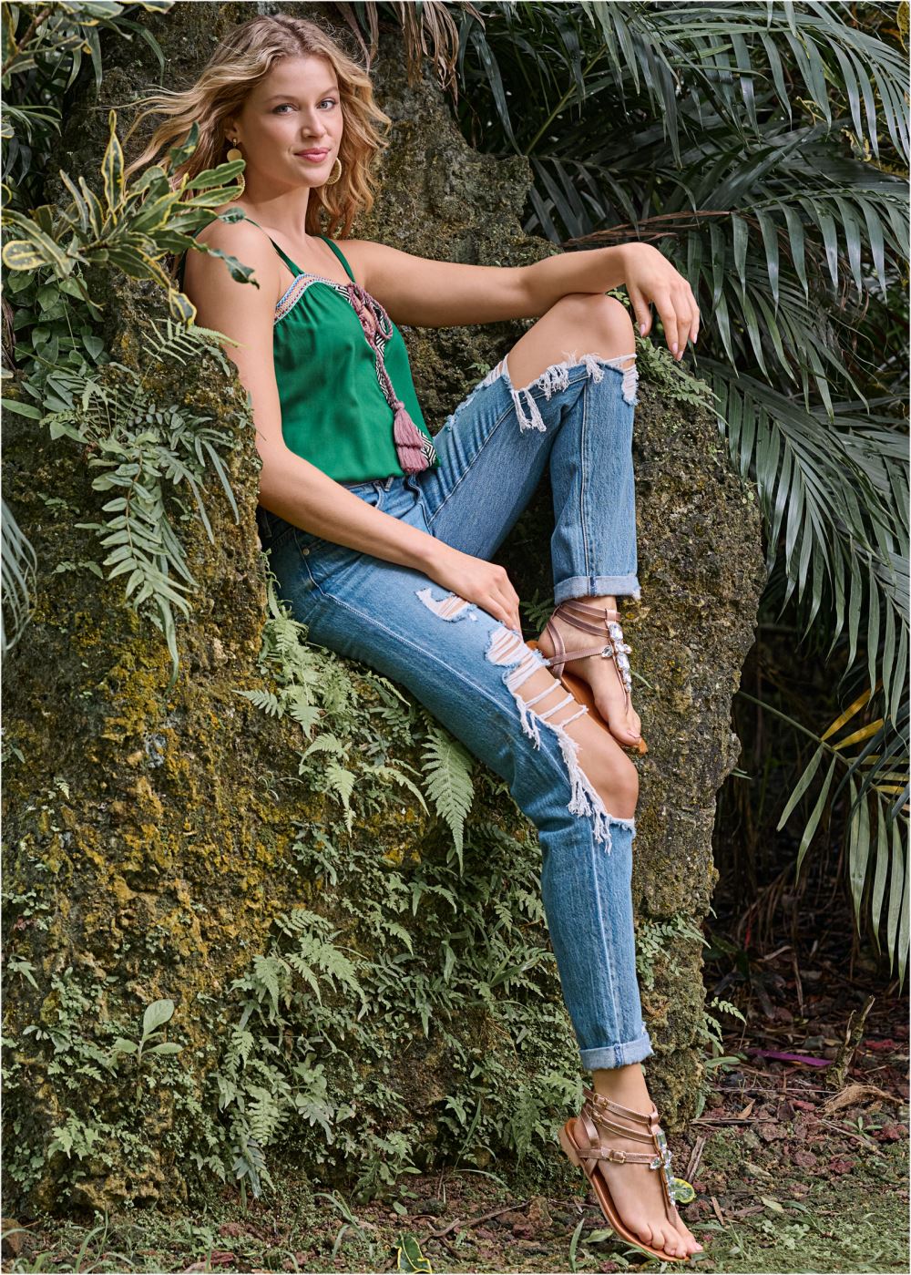 Venus Trim Detail Top in Green